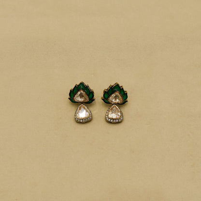 Aanura Lotus Motif Long Necklace Set with Earrings