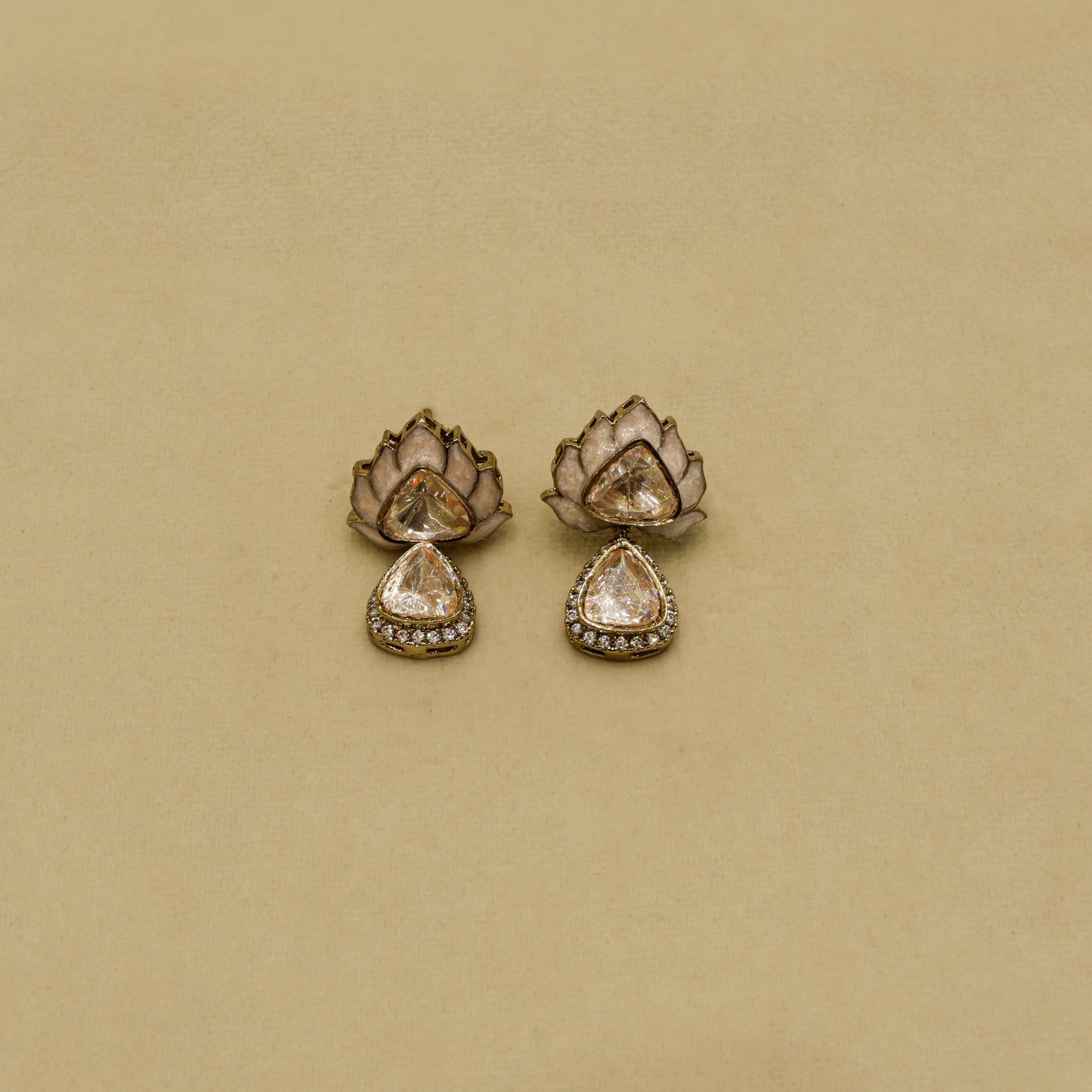 Aanura Lotus Motif Long Necklace Set with Earrings