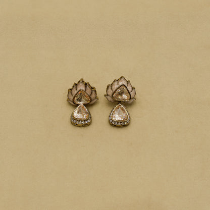 Aanura Lotus Motif Long Necklace Set with Earrings