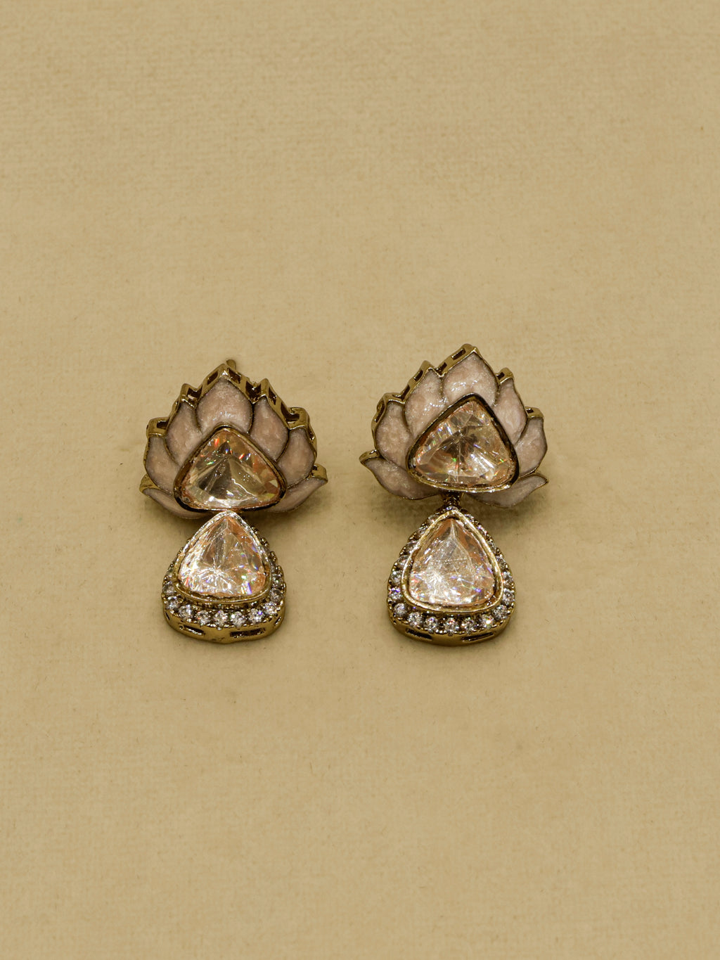 Aanura Lotus Motif Long Necklace Set with Earrings