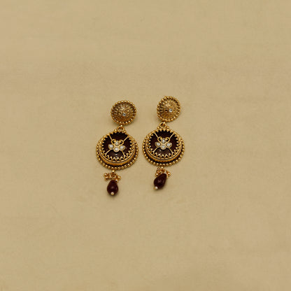 Aanura Circular Heritage Necklace with Green Stones