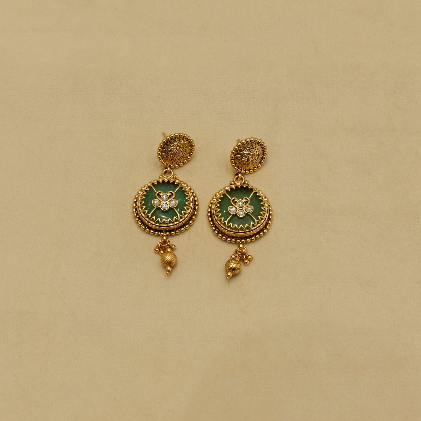 Aanura Circular Heritage Necklace with Green Stones