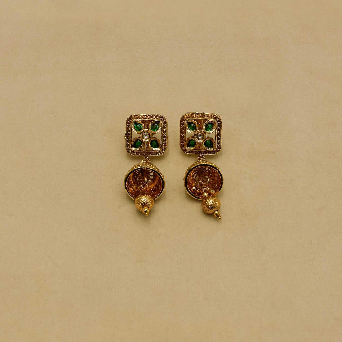 Aanura Antique Square Panel Choker Set with Earrings