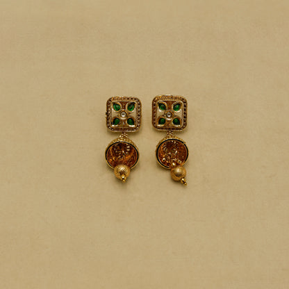 Aanura Antique Square Panel Choker Set with Earrings