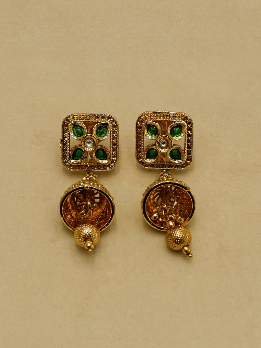Aanura Antique Square Panel Choker Set with Earrings
