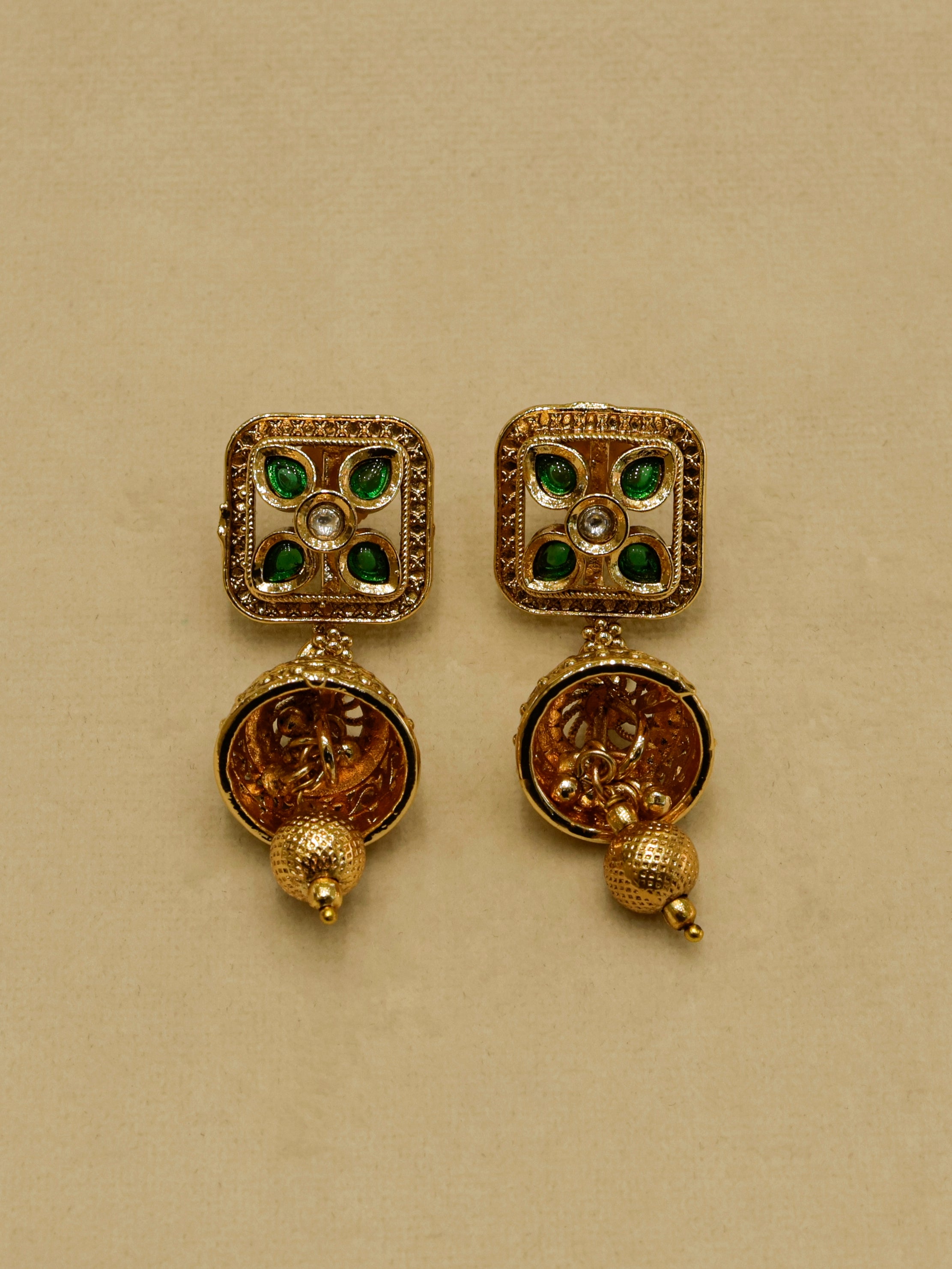 Aanura Antique Square Panel Choker Set with Earrings