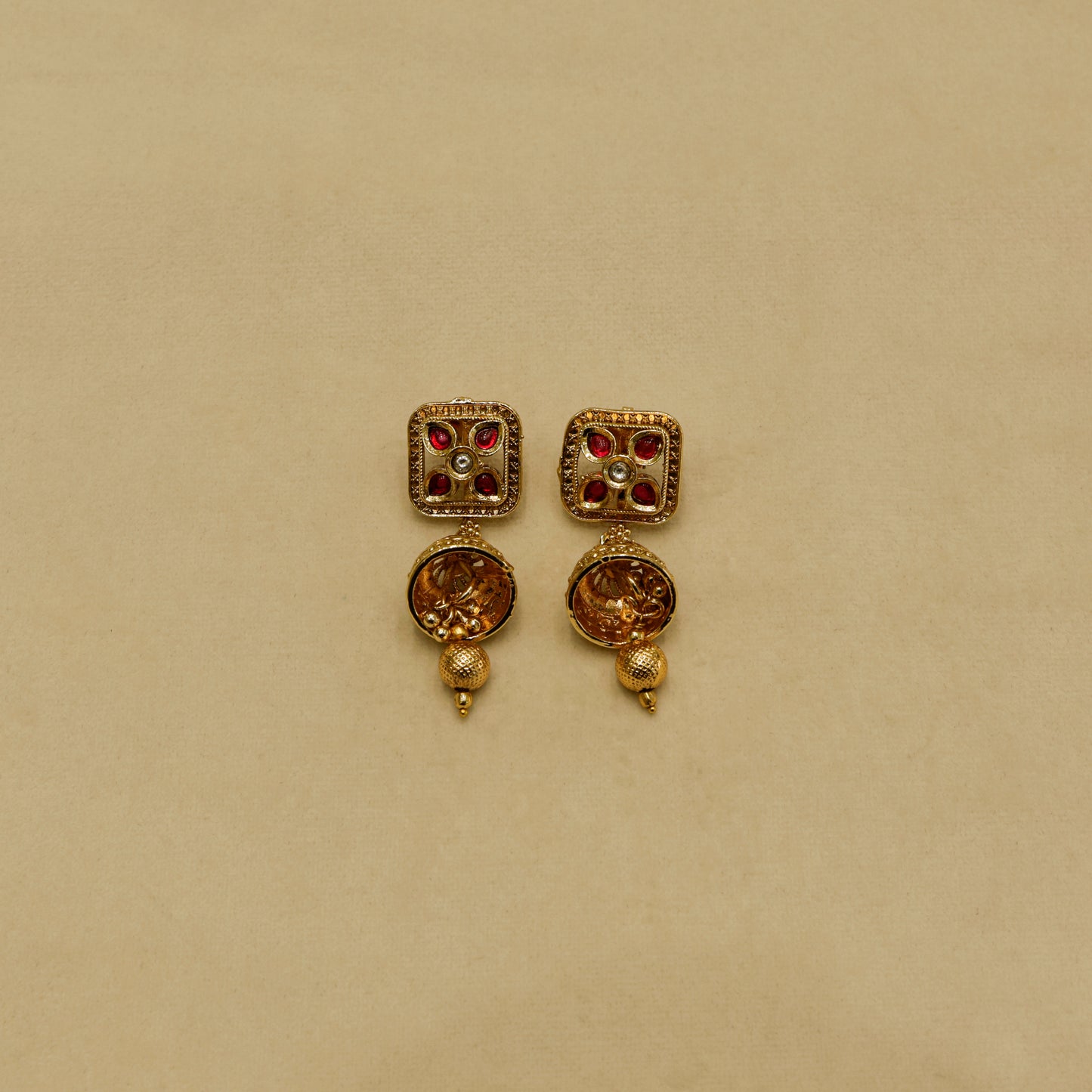 Aanura Antique Square Panel Choker Set with Earrings