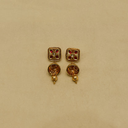 Aanura Antique Square Panel Choker Set with Earrings