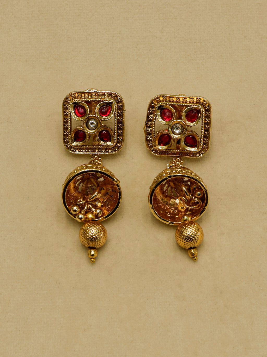 Aanura Antique Square Panel Choker Set with Earrings