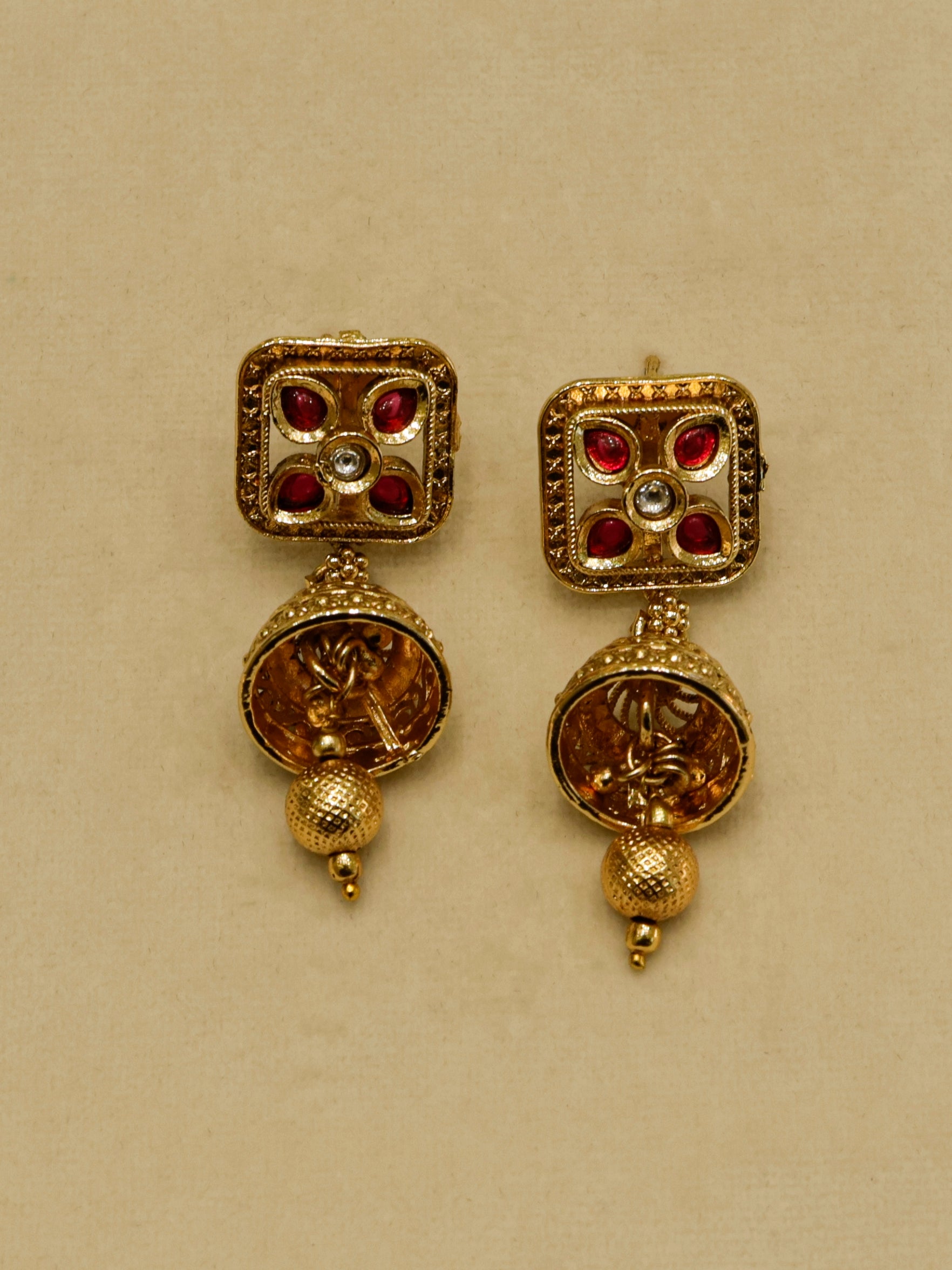 Aanura Antique Square Panel Choker Set with Earrings