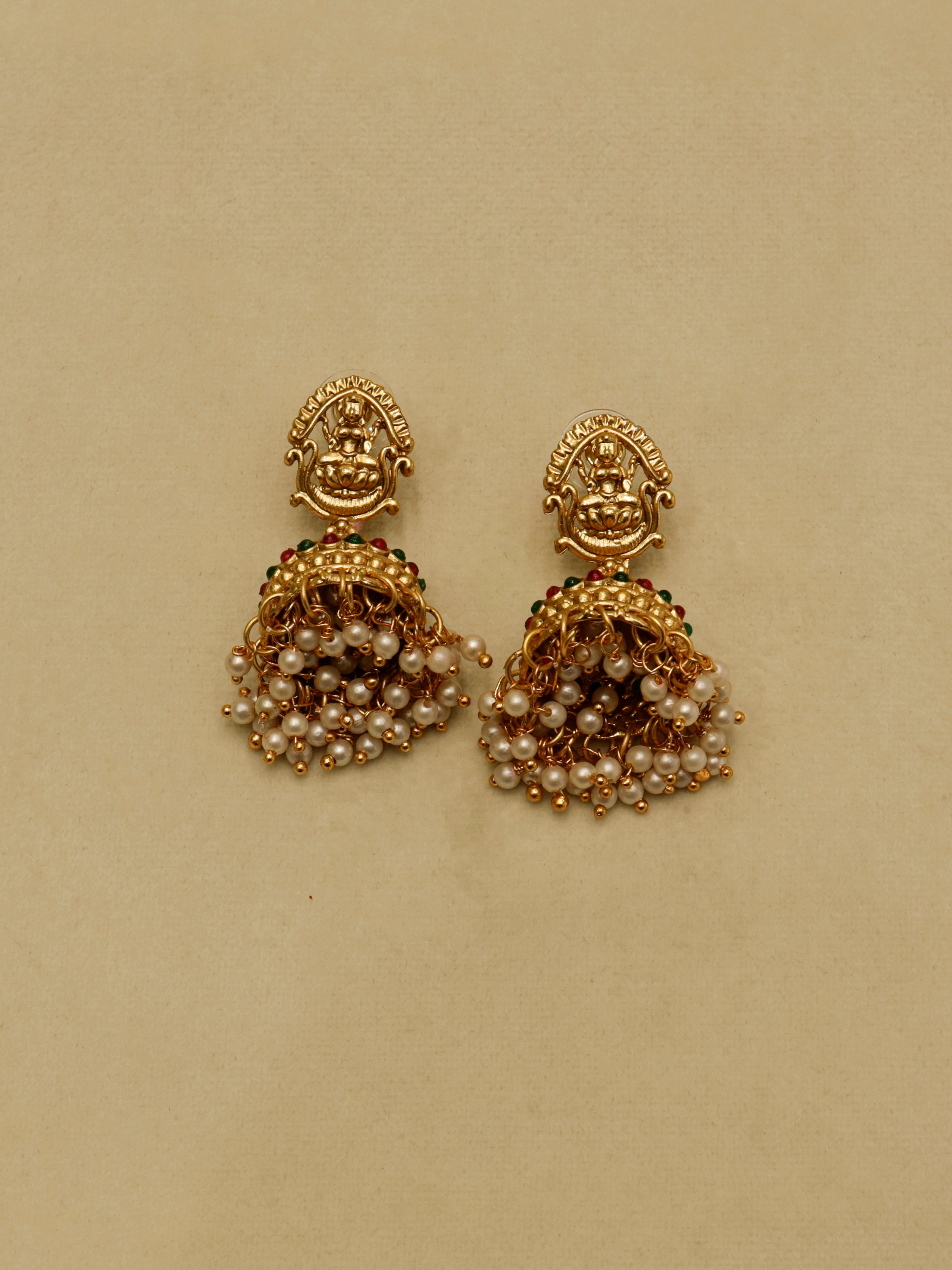 Aanura Gold-Plated Temple Necklace & Earrings Set