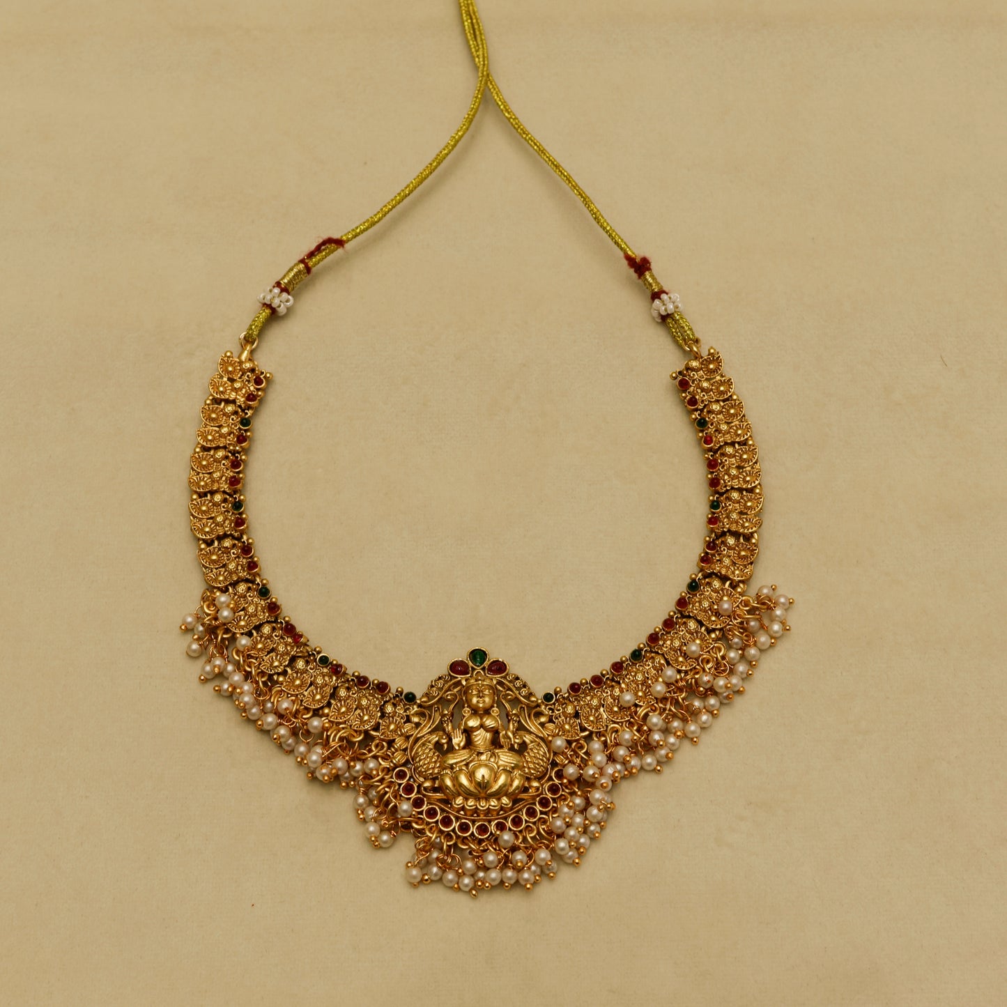 Aanura Gold-Plated Temple Necklace & Earrings Set