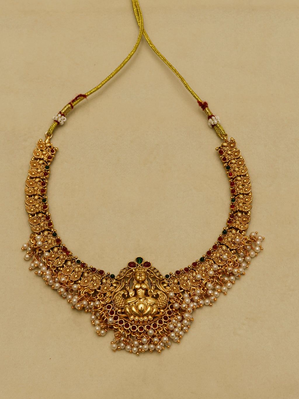 Aanura Gold-Plated Temple Necklace & Earrings Set