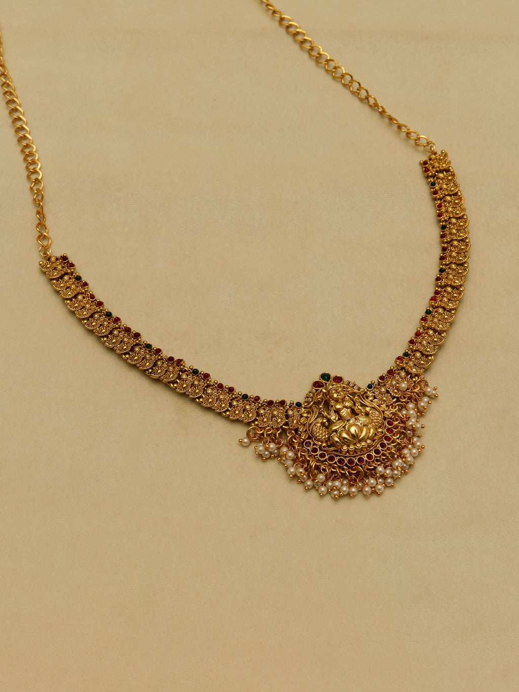 Aanura Gold-Plated Temple Necklace & Earrings Set