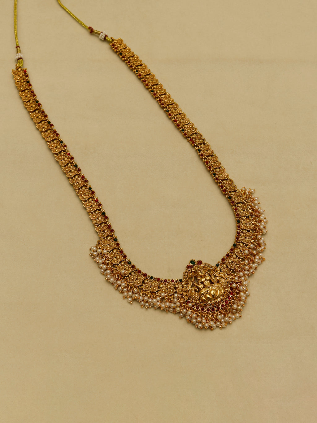 Aanura Gold-Plated Temple Necklace & Earrings Set