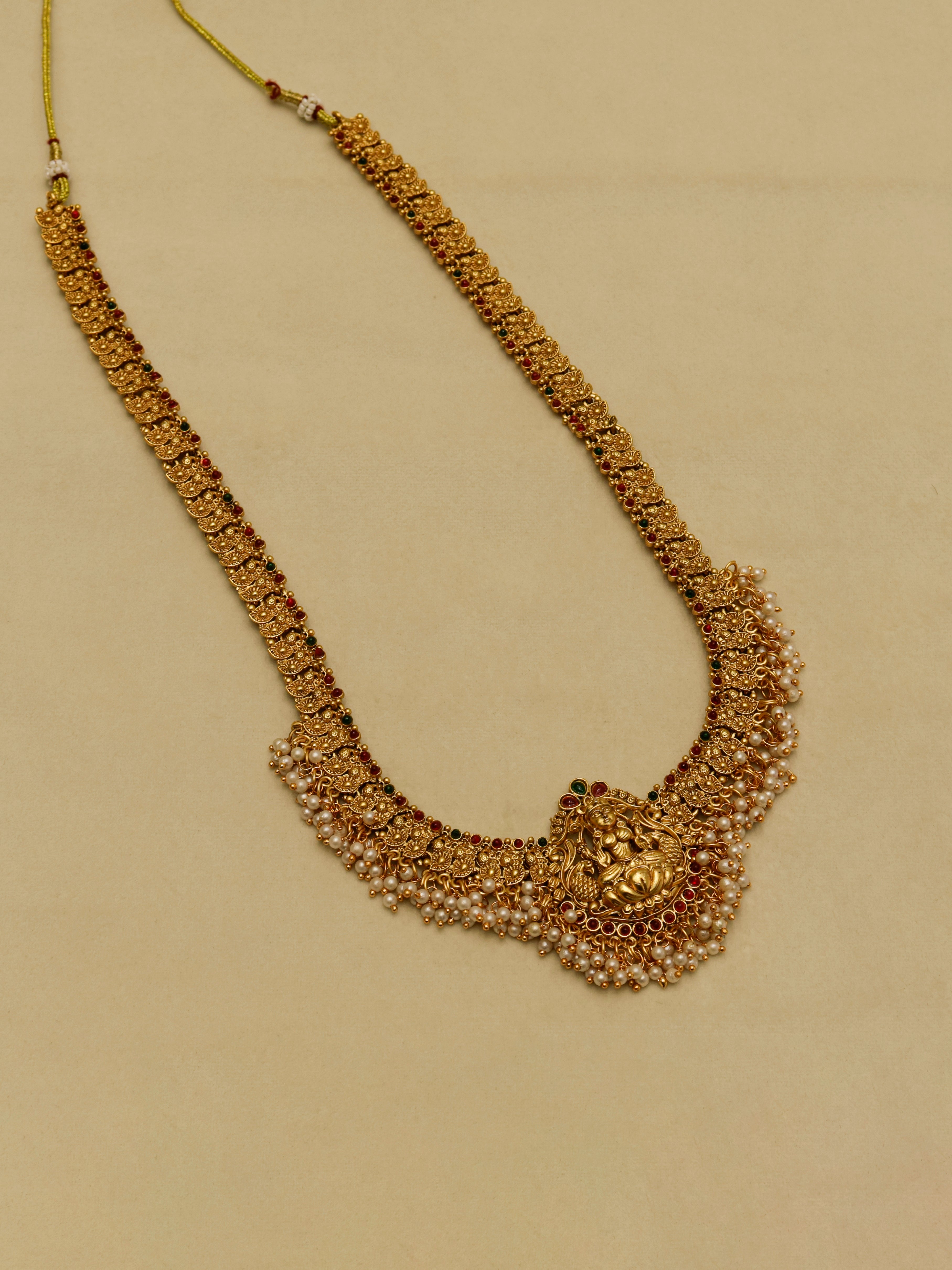 Aanura Gold-Plated Temple Necklace & Earrings Set