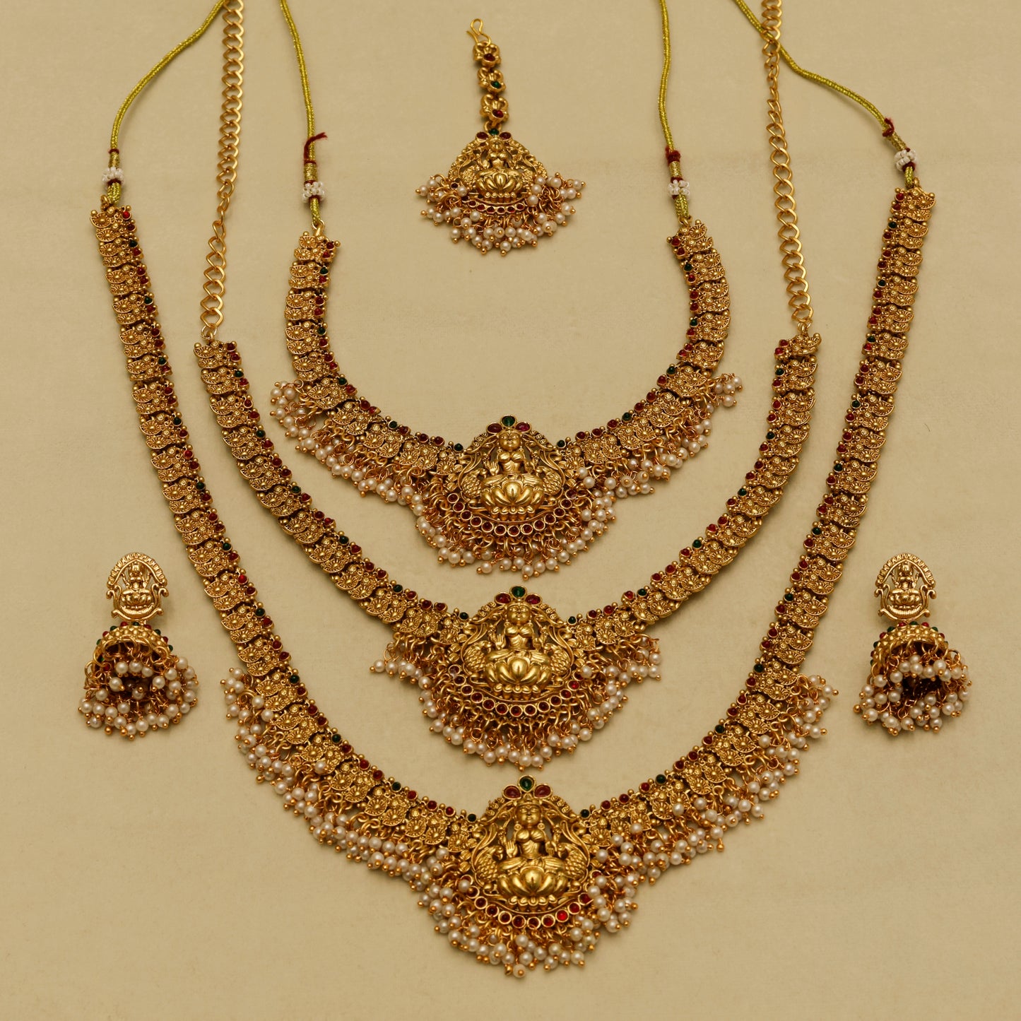 Aanura Gold-Plated Temple Necklace & Earrings Set