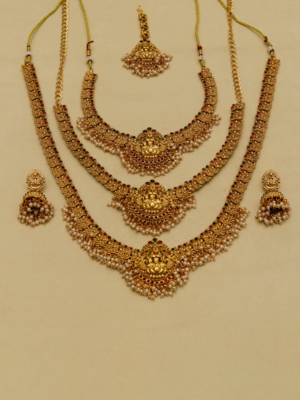 Aanura Gold-Plated Temple Necklace & Earrings Set