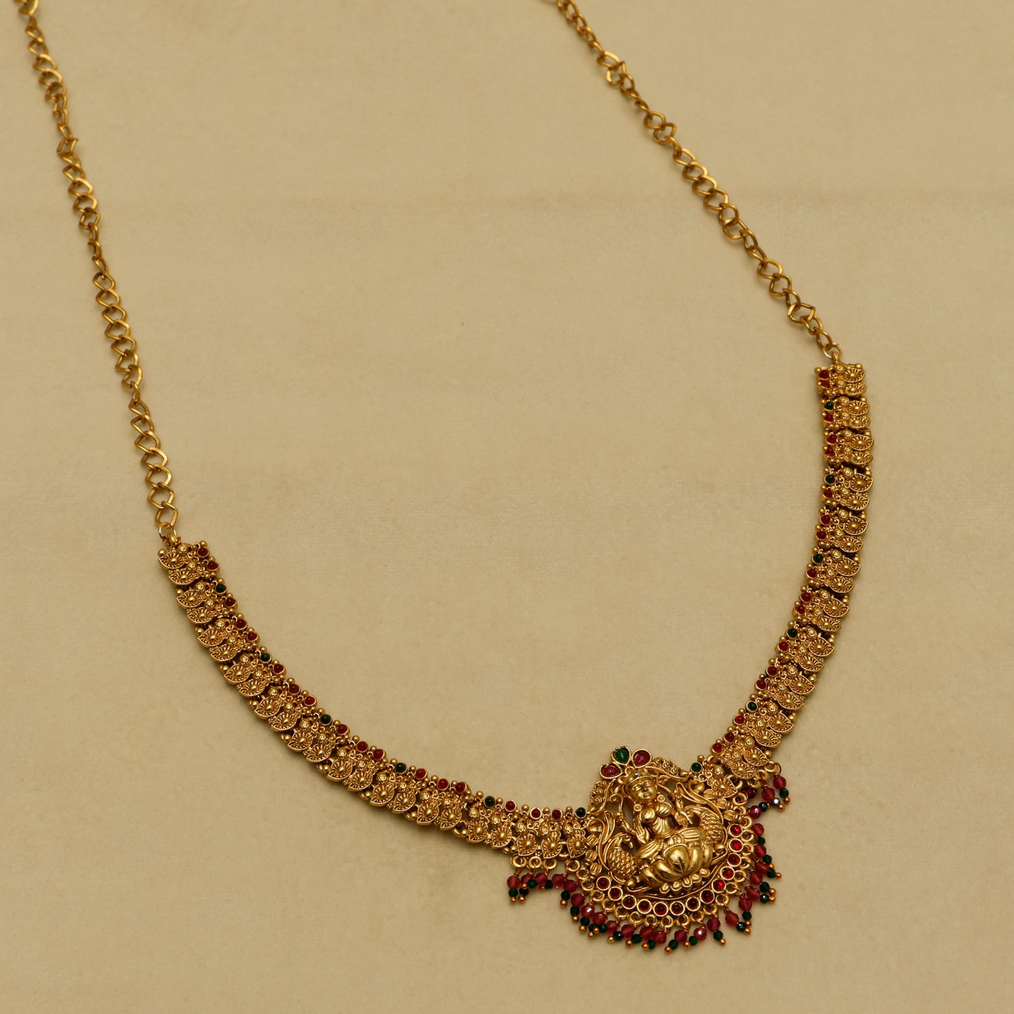 Aanura Gold-Plated Temple Necklace & Earrings Set