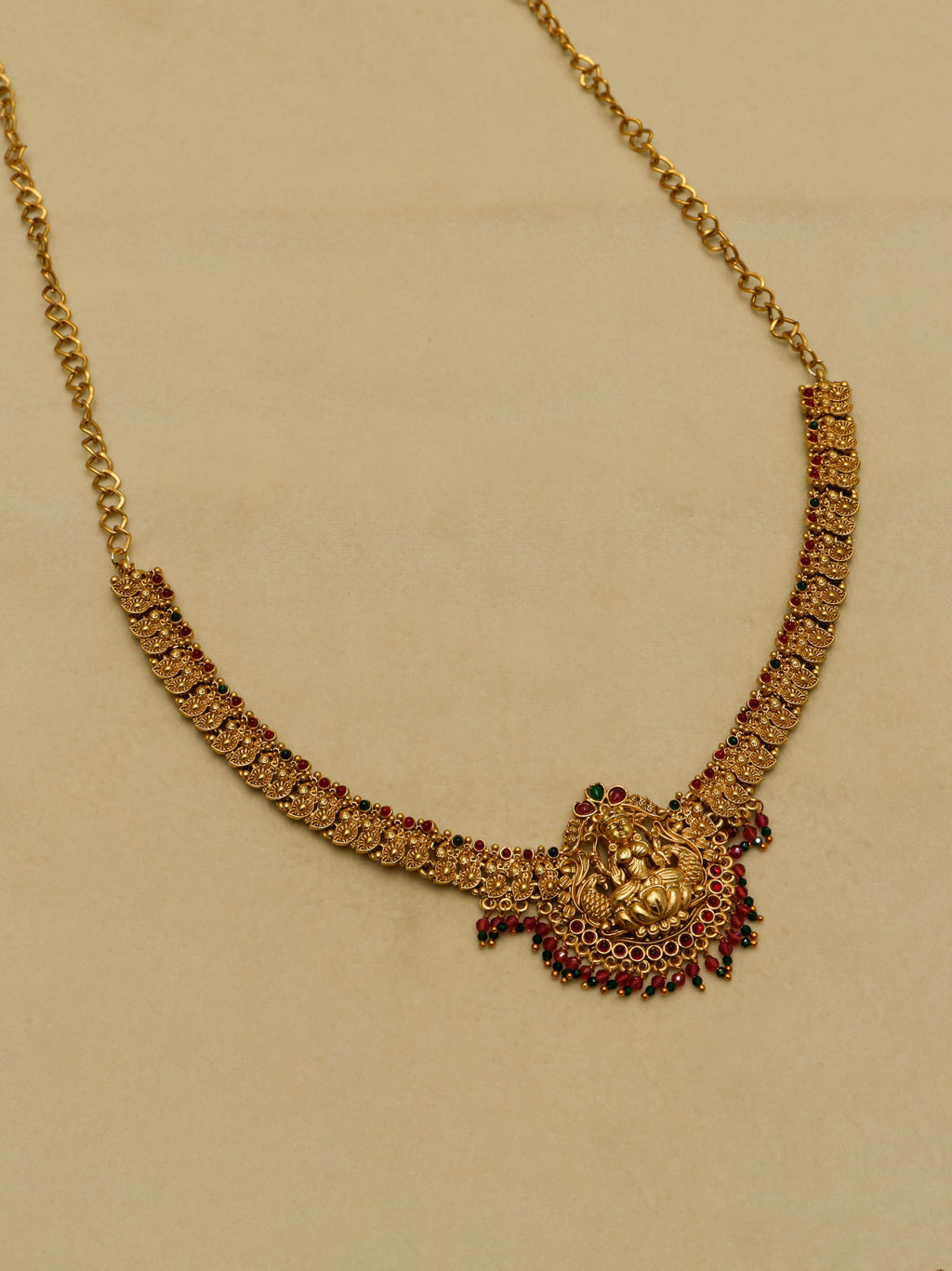 Aanura Gold-Plated Temple Necklace & Earrings Set