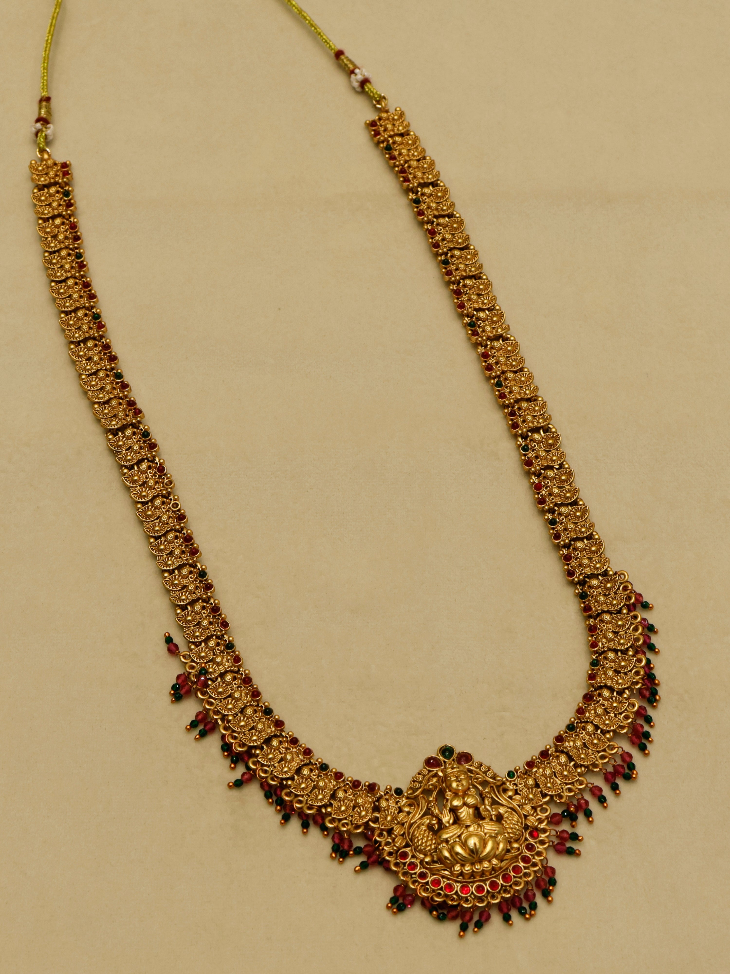 Aanura Gold-Plated Temple Necklace & Earrings Set