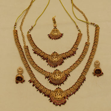 Aanura Gold-Plated Temple Necklace & Earrings Set