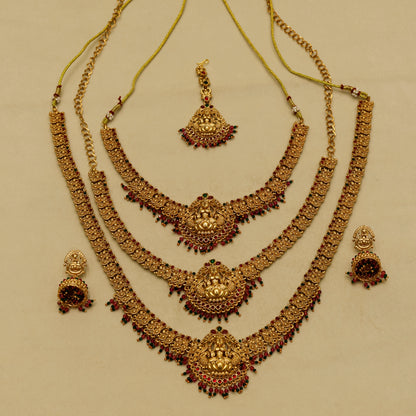 Aanura Gold-Plated Temple Necklace & Earrings Set
