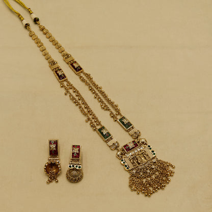 Aanura Heritage Temple Necklace Set with Krishna Motif