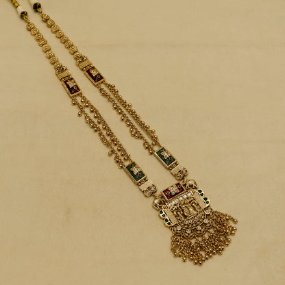 Aanura Heritage Temple Necklace Set with Krishna Motif