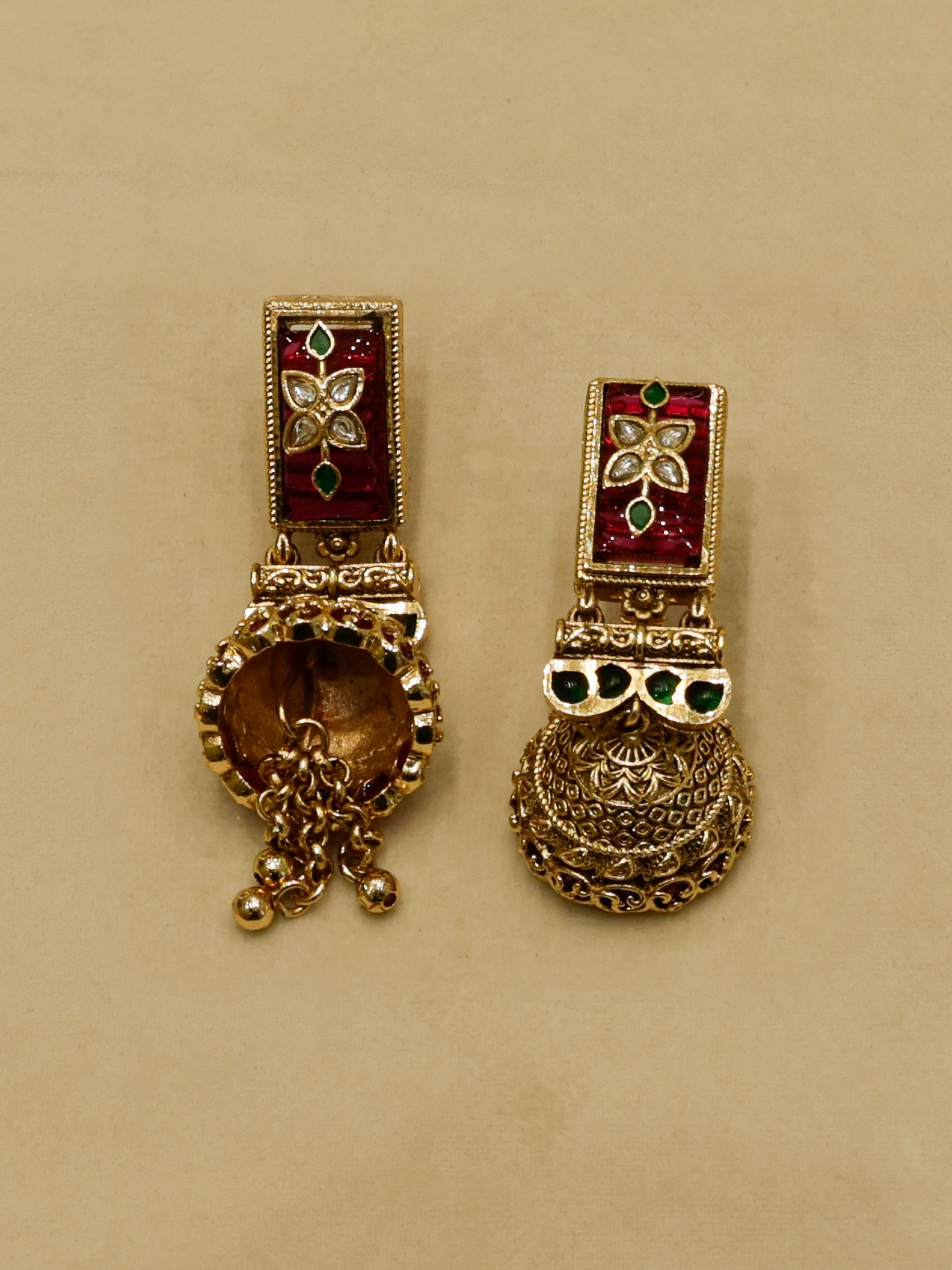 Aanura Heritage Temple Necklace Set with Krishna Motif
