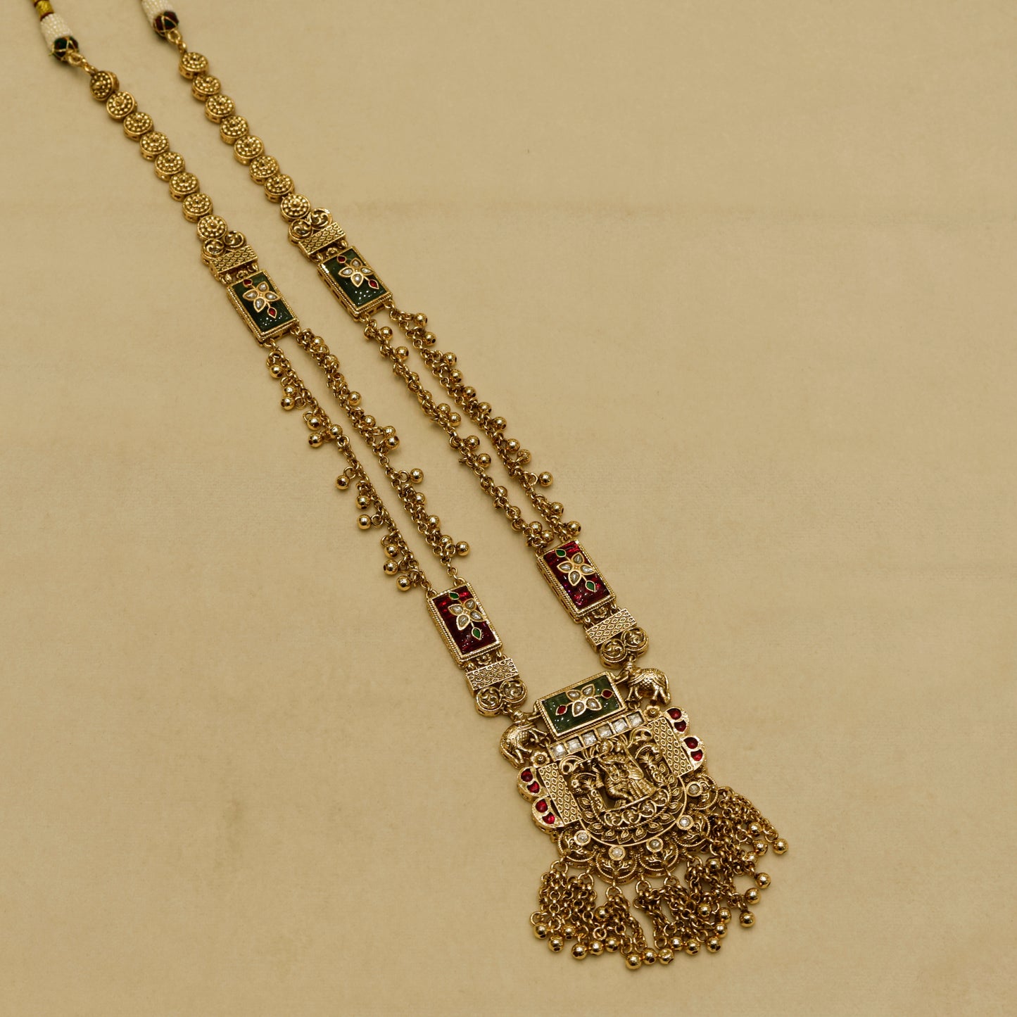 Aanura Heritage Temple Necklace Set with Krishna Motif