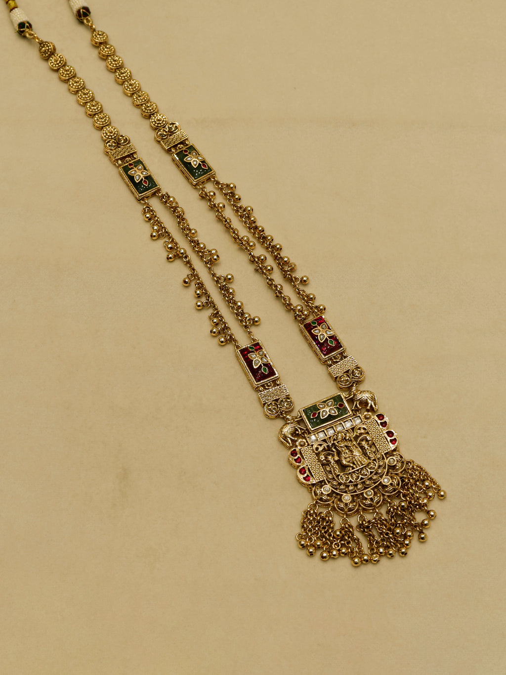 Aanura Heritage Temple Necklace Set with Krishna Motif