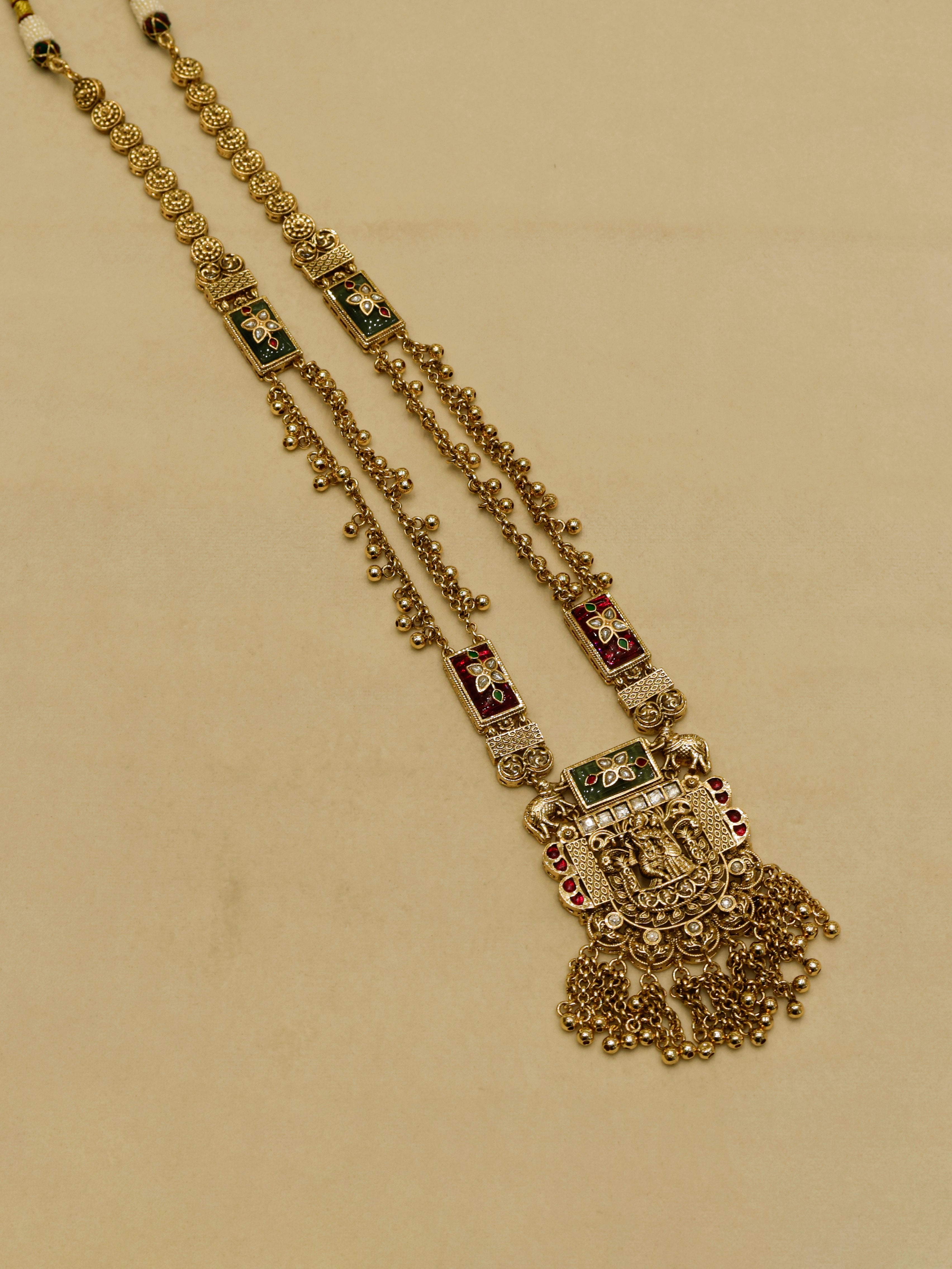 Aanura Heritage Temple Necklace Set with Krishna Motif