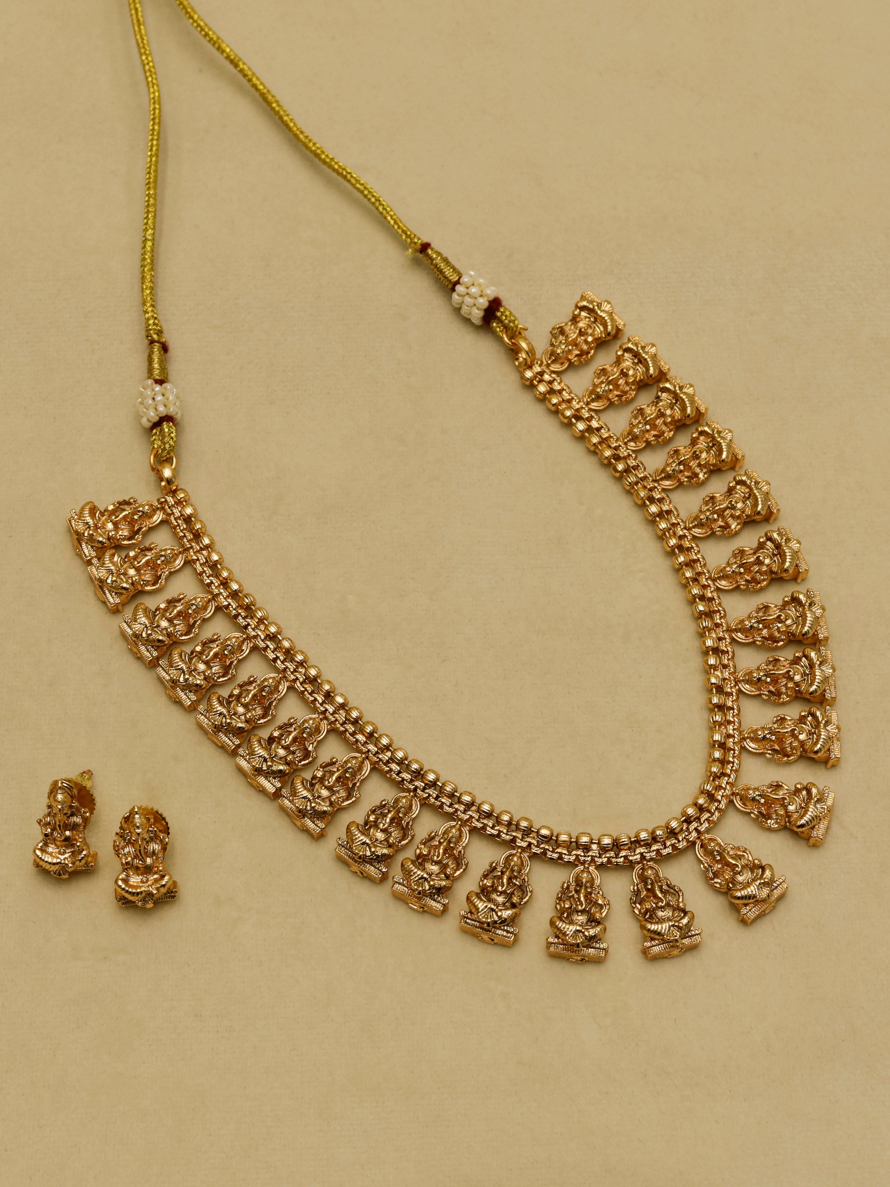Aanura Antique Temple Goddess Choker Necklace Set