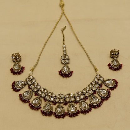 Aanura Polki Kundan Bridal Choker Set with Earrings
