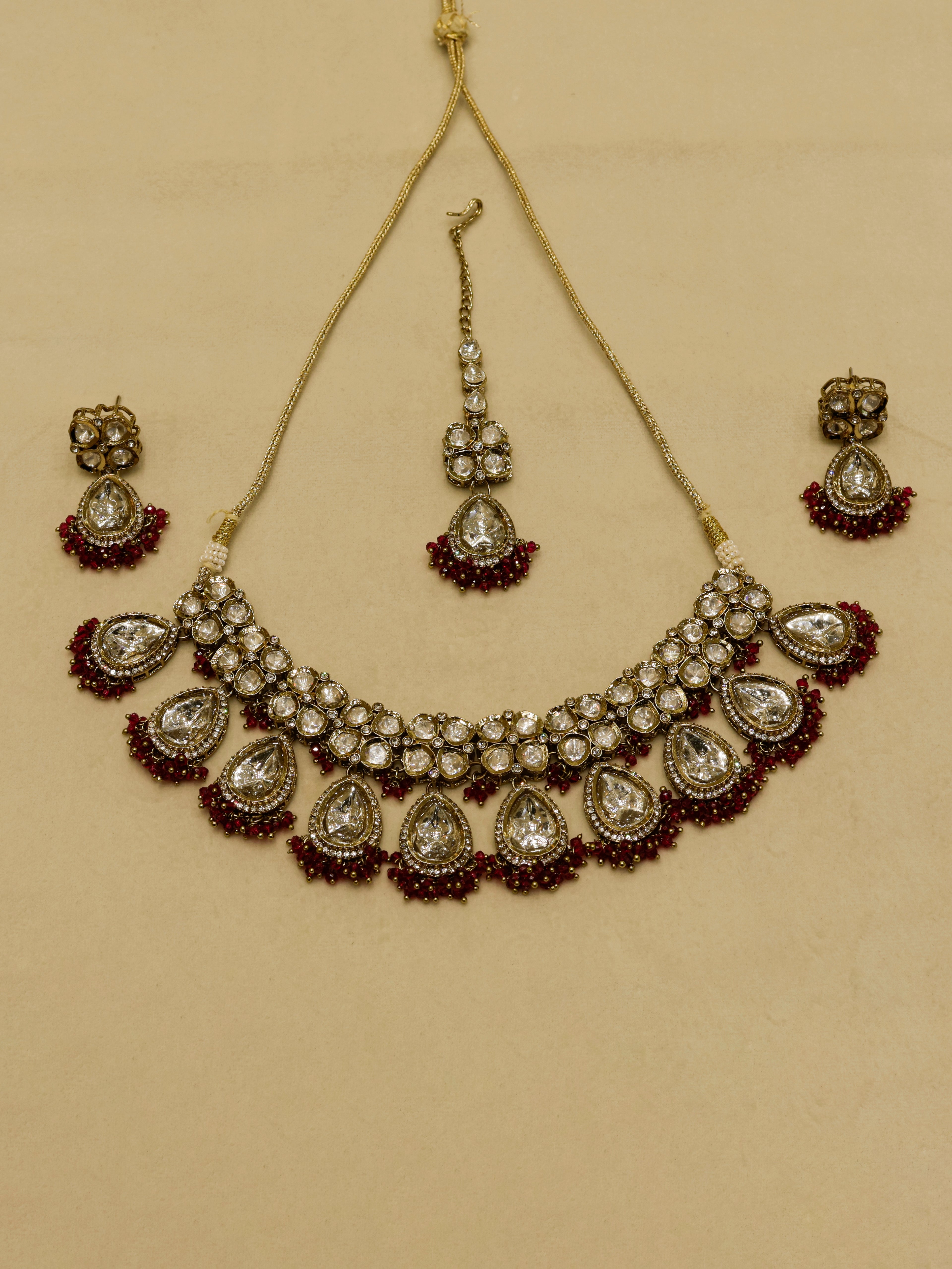 Aanura Polki Kundan Bridal Choker Set with Earrings