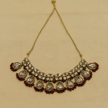 Aanura Polki Kundan Bridal Choker Set with Earrings