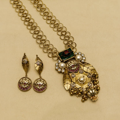 Aanura Antique Statement Pendant Necklace & Earrings