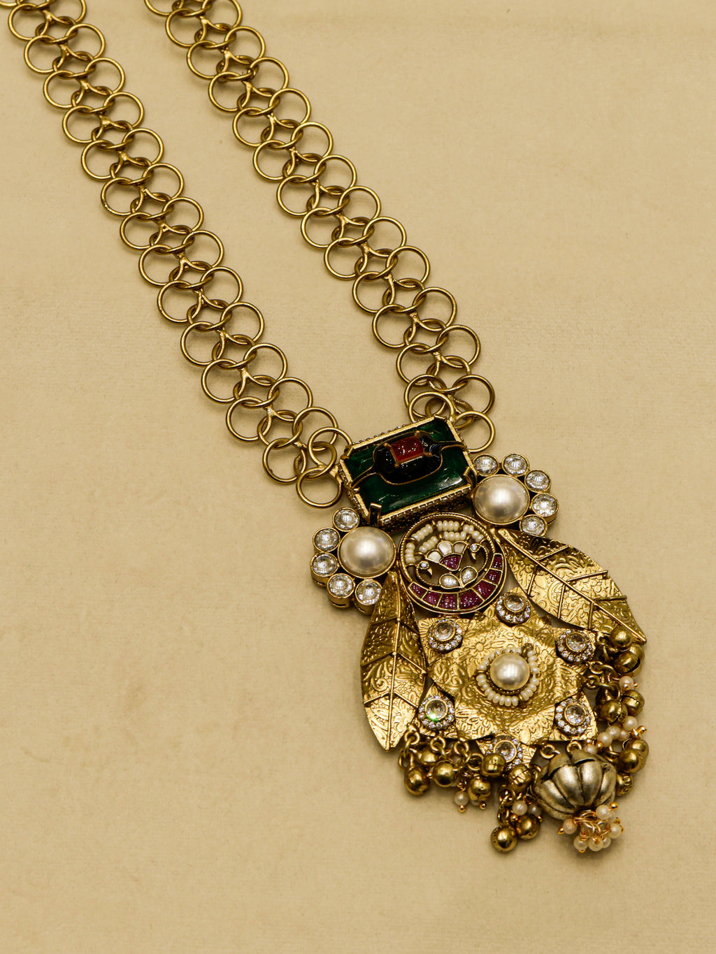 Aanura Antique Statement Pendant Necklace & Earrings