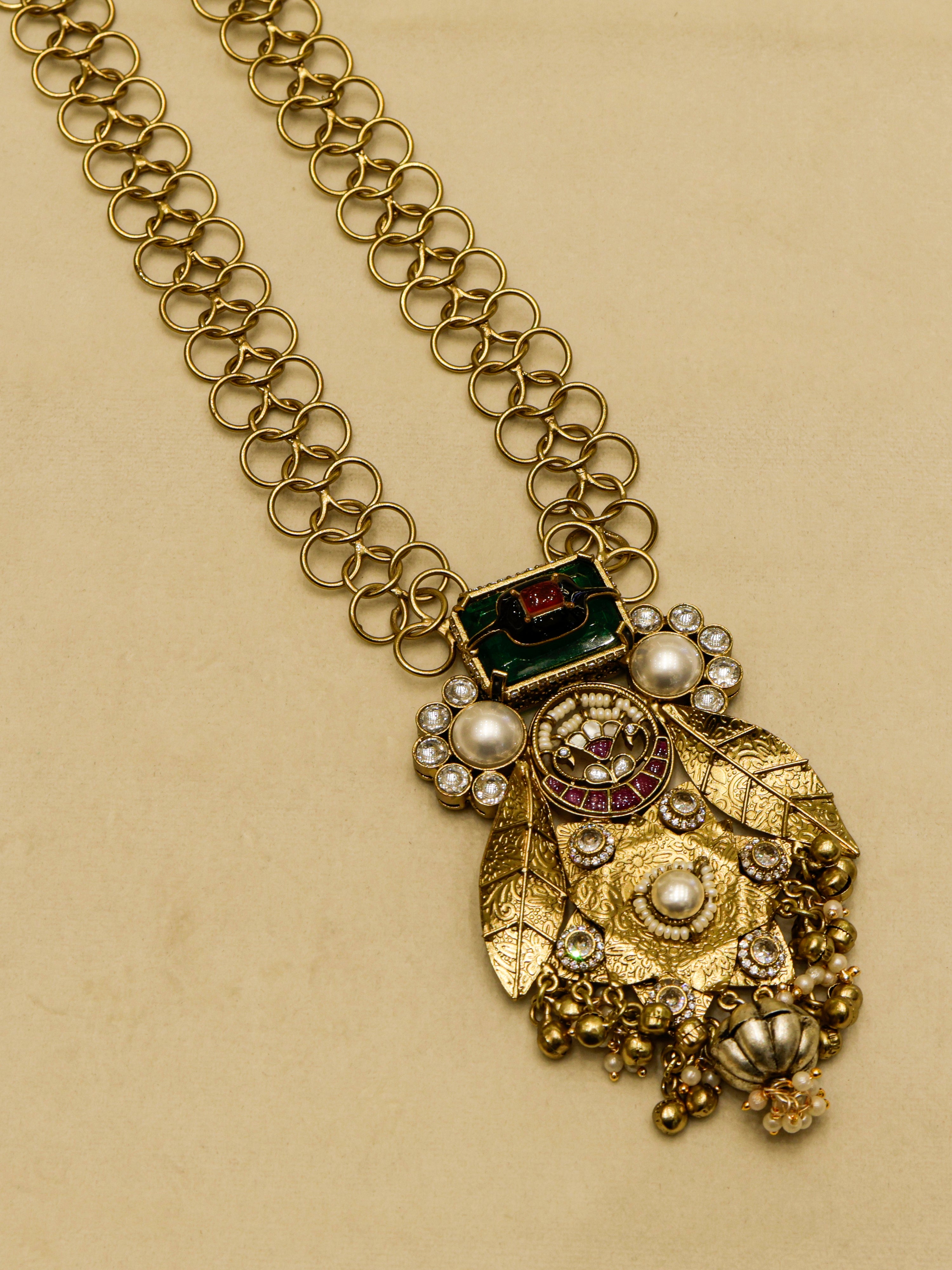 Aanura Antique Statement Pendant Necklace & Earrings
