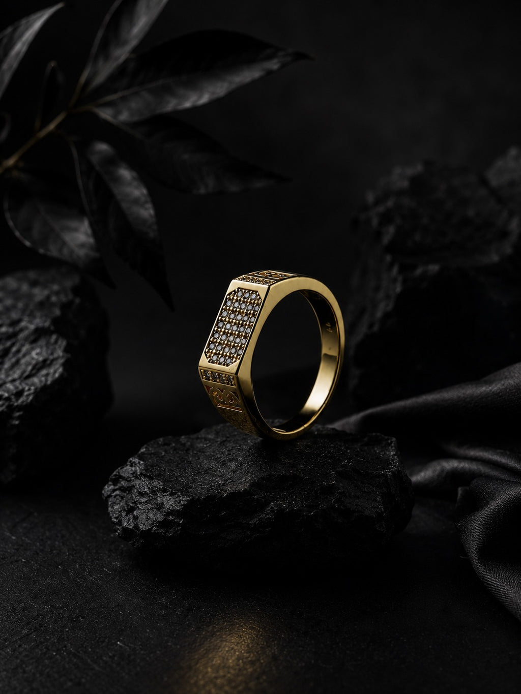 18K Gold CZ Rectangular Anti-Tarnish Waterproof Ring