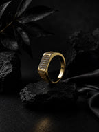 18K Gold CZ Rectangular Anti-Tarnish Waterproof Ring