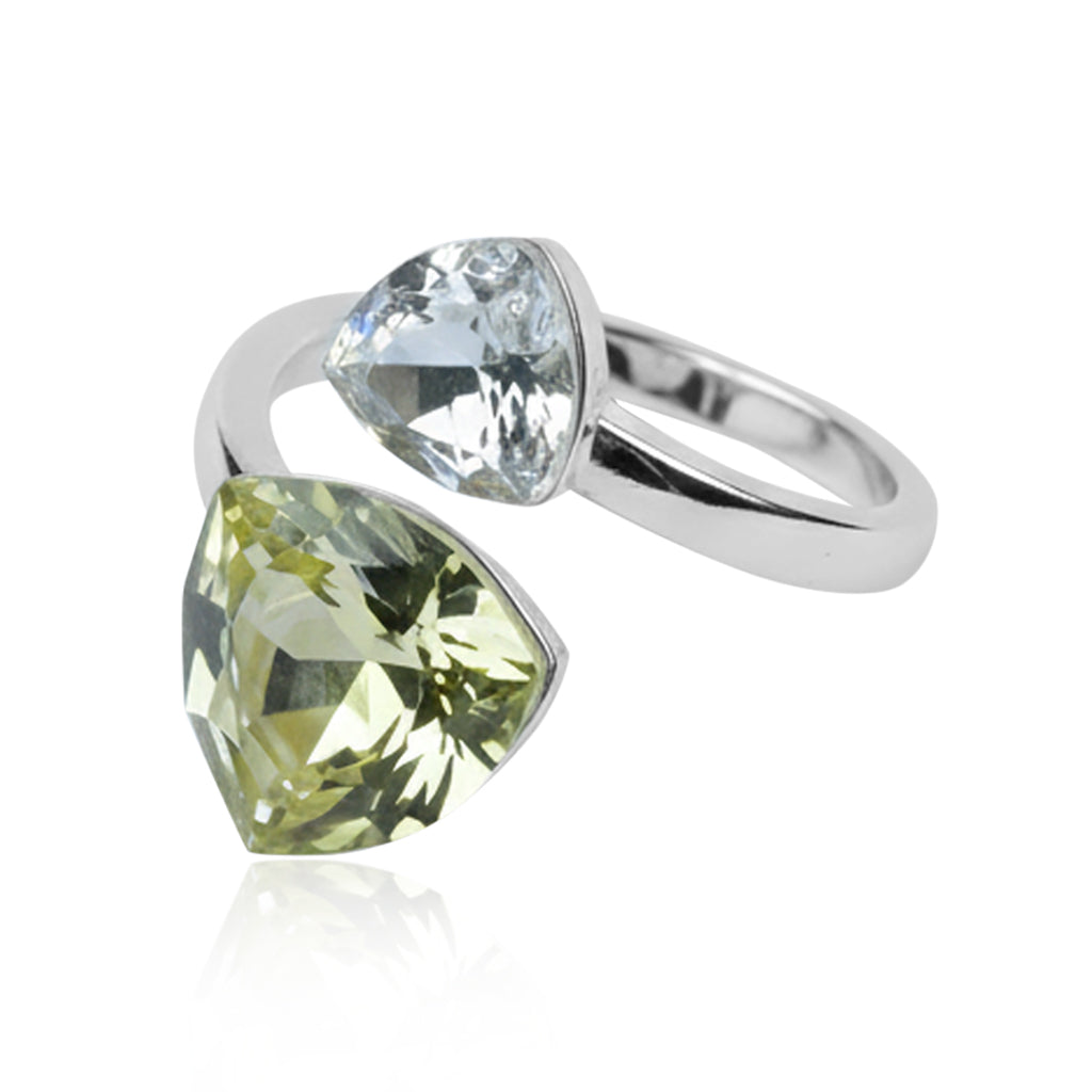 Trillion Duo Crystal Adjustable Statement Ring