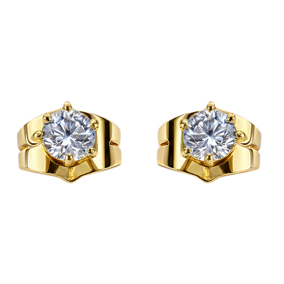 Aanura Golden Solitaire Stainless Steel Earrings