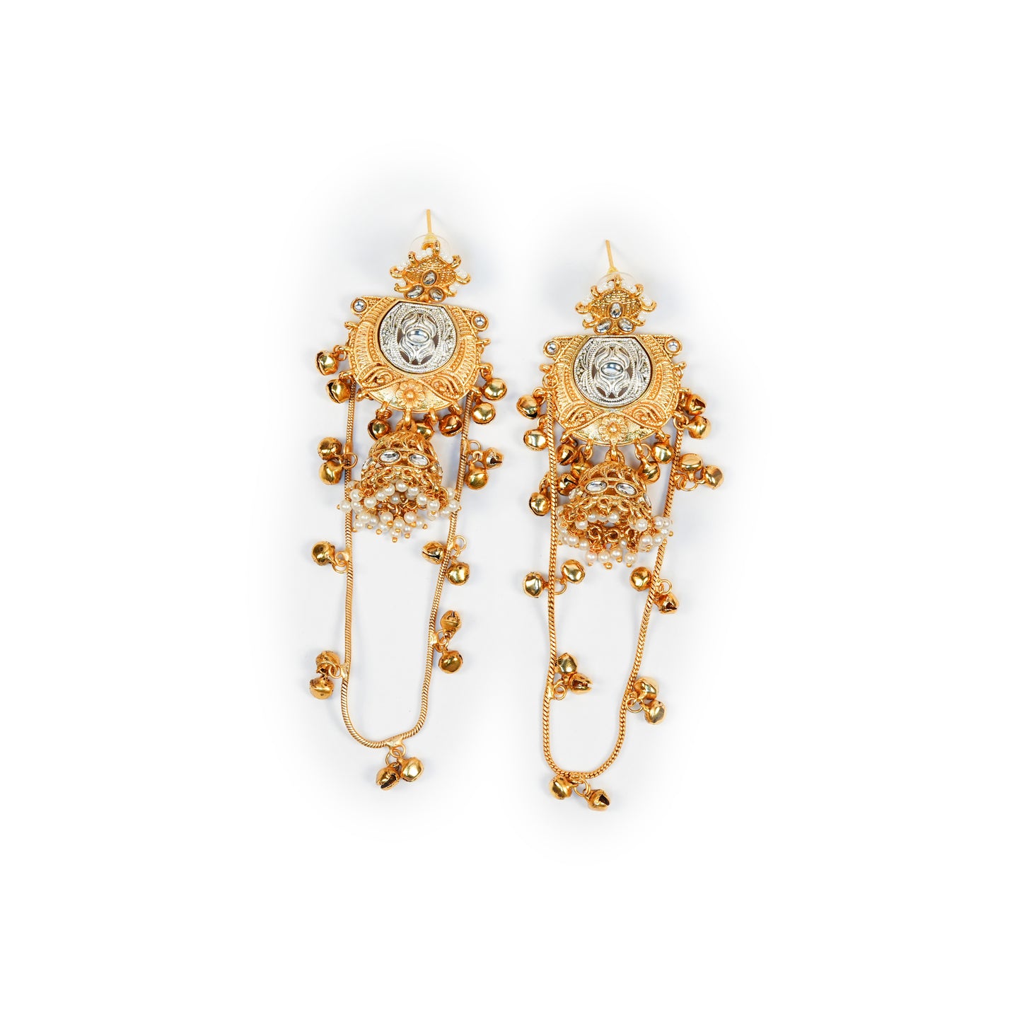 Aanura Gold Plated Temple Statement Earrings