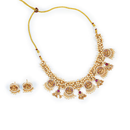 Aanura Traditional Necklace Set in Gold-Plated Finish