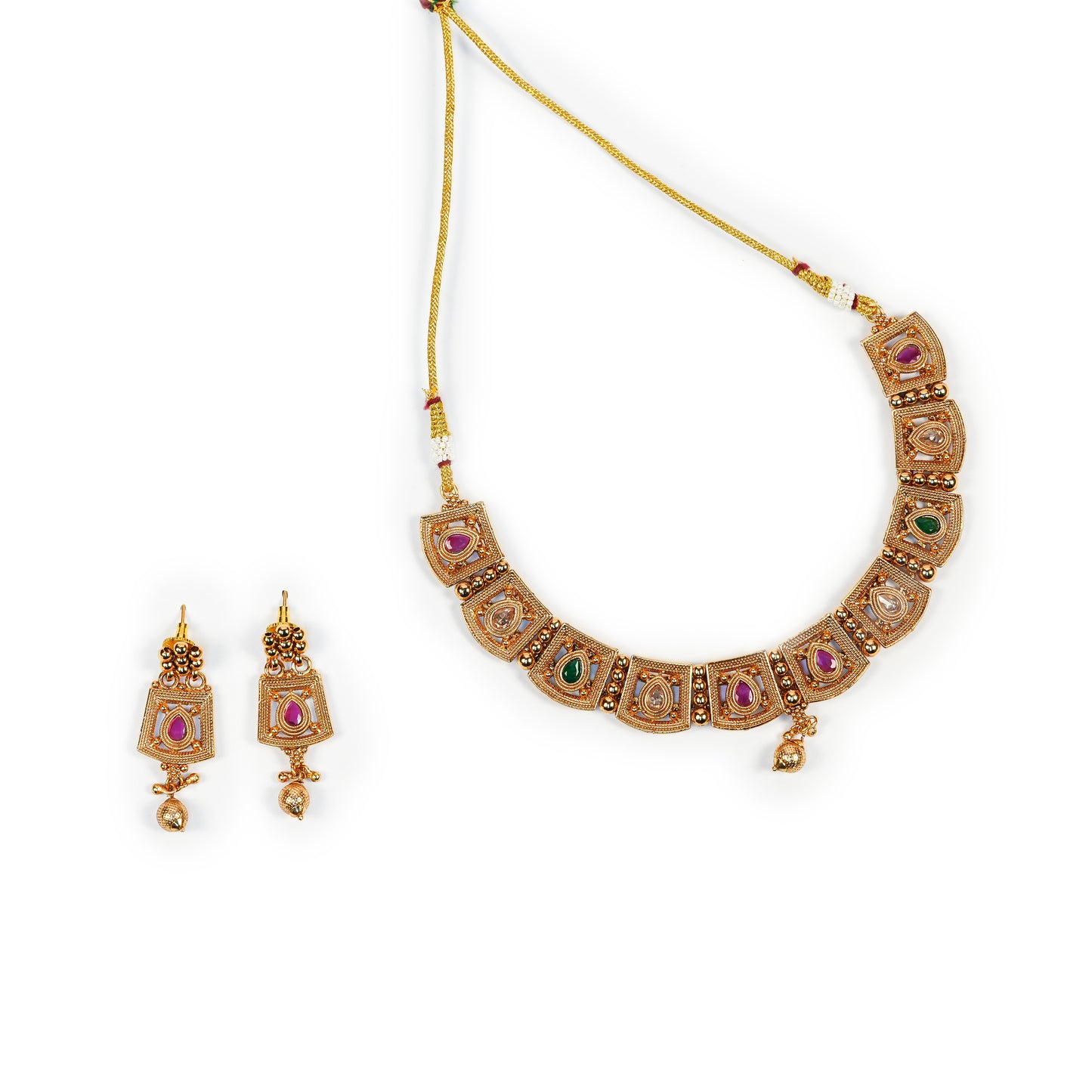 Aanura Gold Plated Heritage Panel Necklace Set
