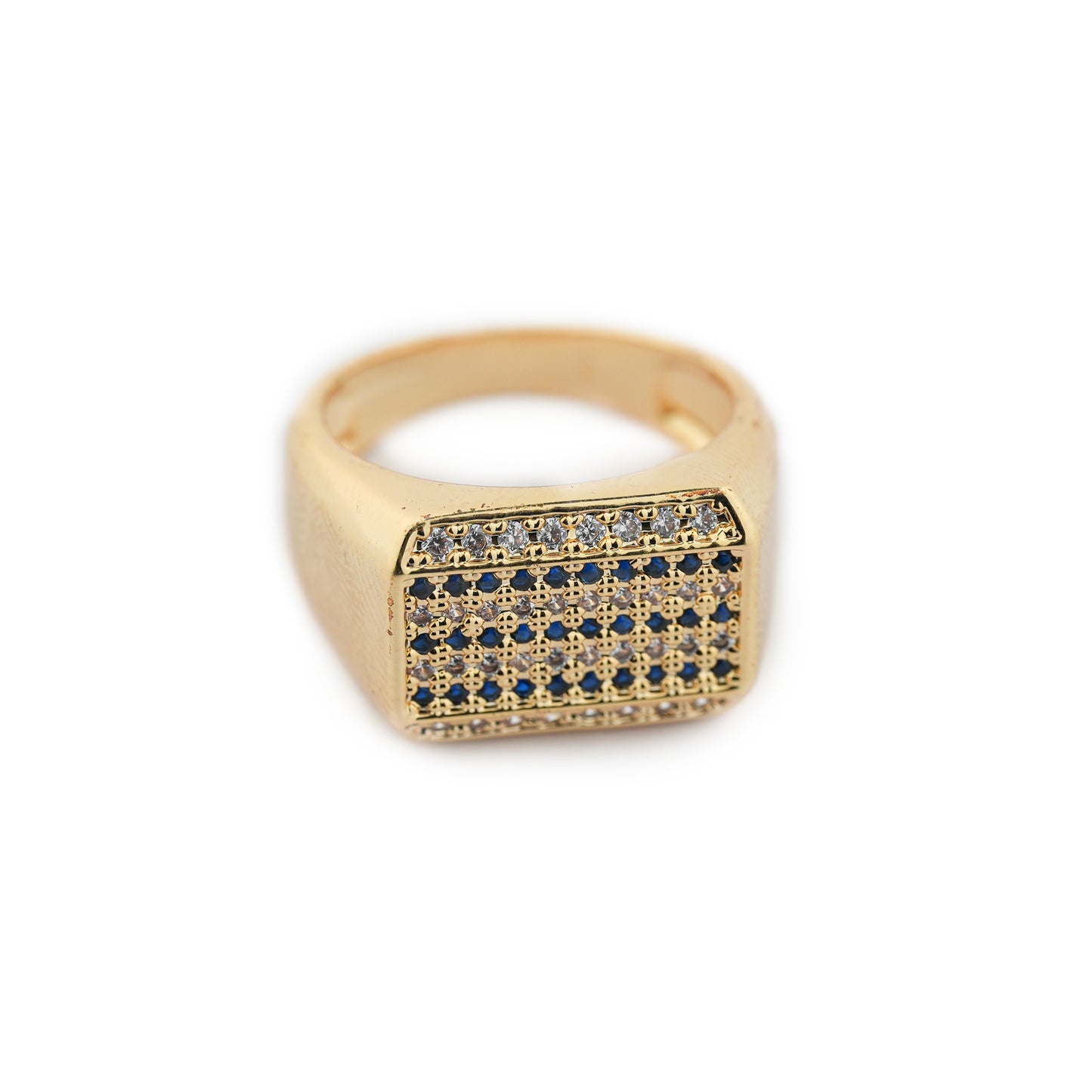 Aanura Gold-Plated Crystal Grid Ring For Men's