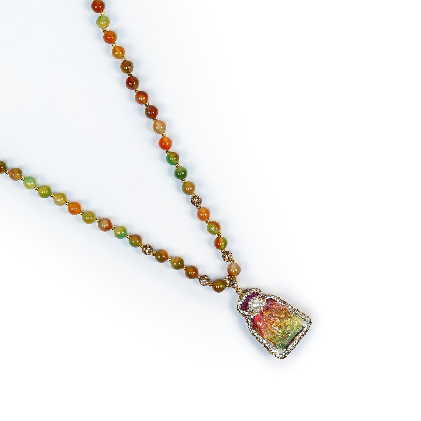 Aanura Gold Beaded Pendant Necklace