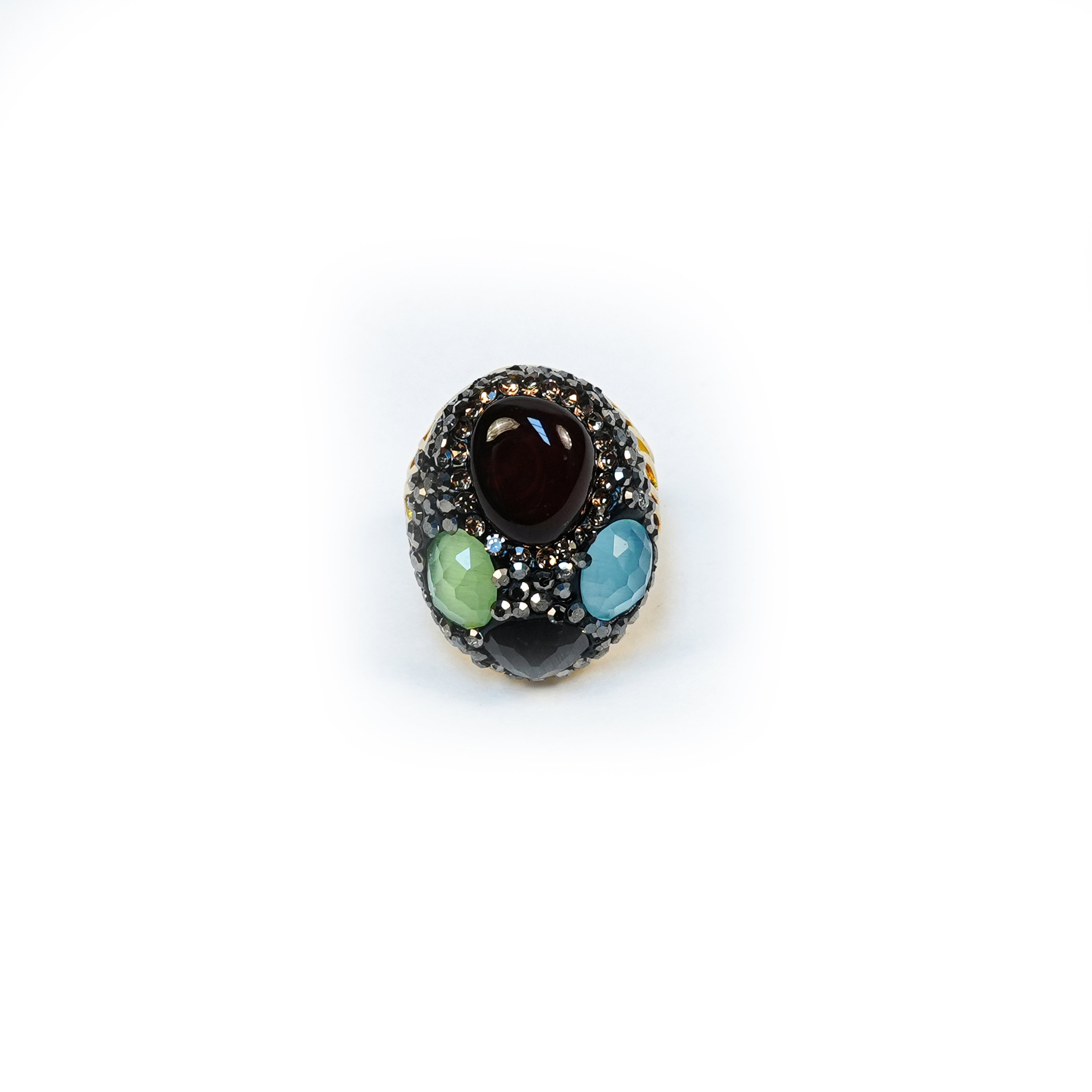 Aanura Gold Stainless Steel Multi-Stone Statement Ring